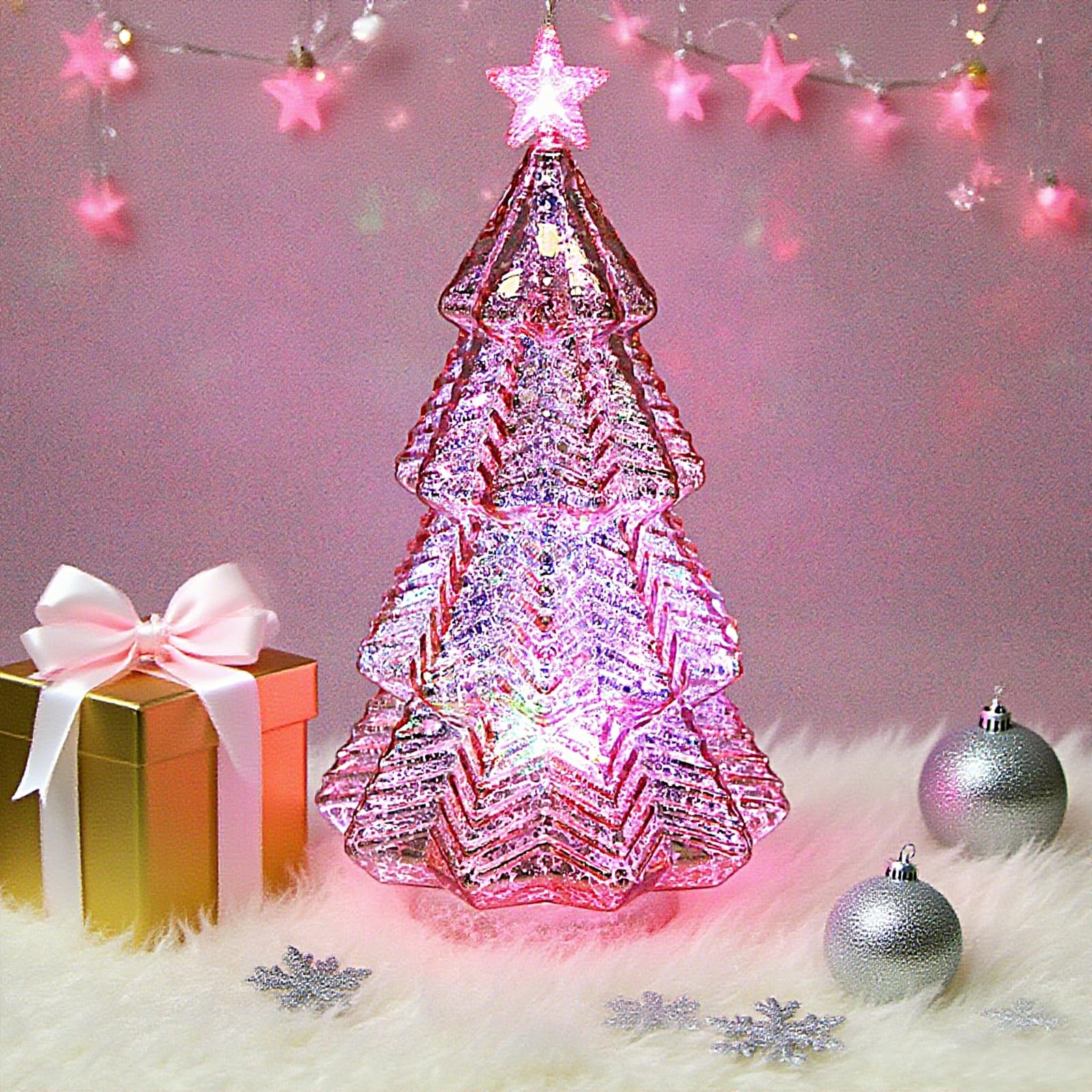 Christmas decor lamp Lighted Swirling Colorful Glass Tabletop lamp with Timer