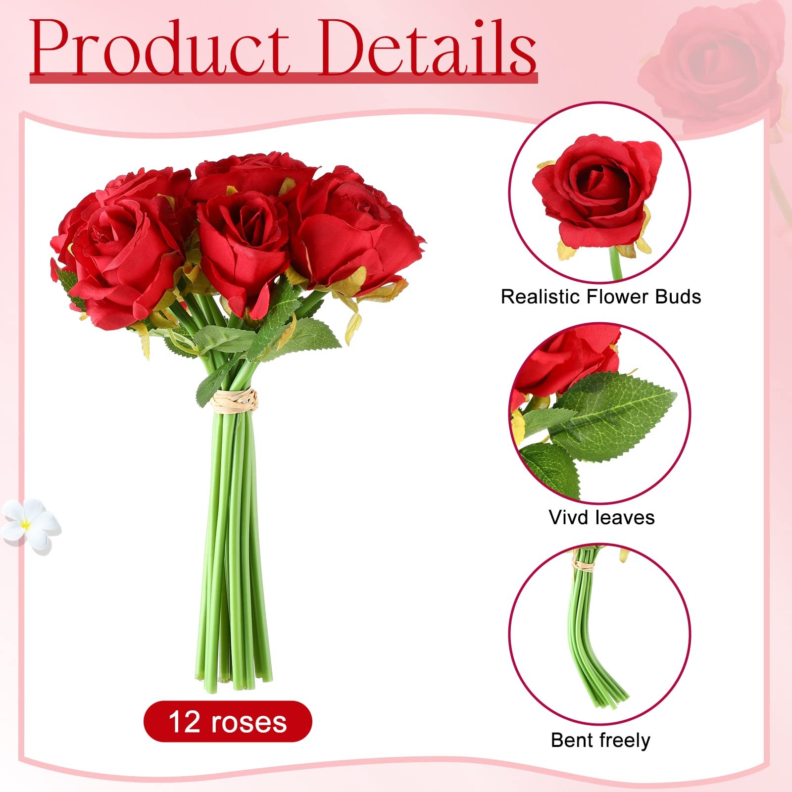 120 Pcs Artificial Rose Flowers Bouquet Bulk Silk Realistic Fake Flowers for …