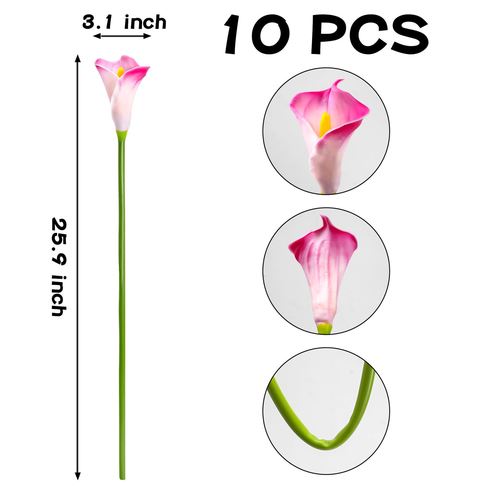 Lcuasc 10pcs Calla Lily Artificial Flowers,26″ Real Touch Long Stem Faux Call…