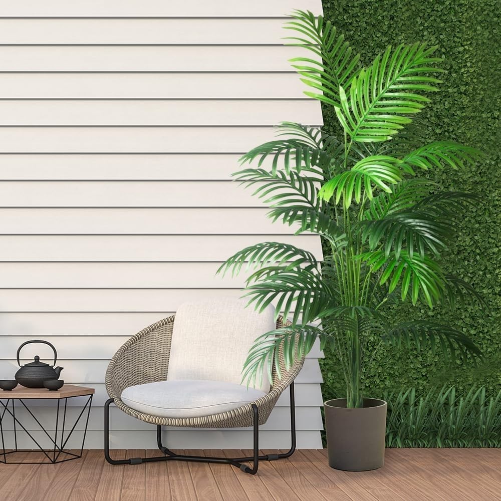 4ft 2pcs Large Artificial Plants Fake Palm Tree Tropical Palm Leaves Faux Pal…