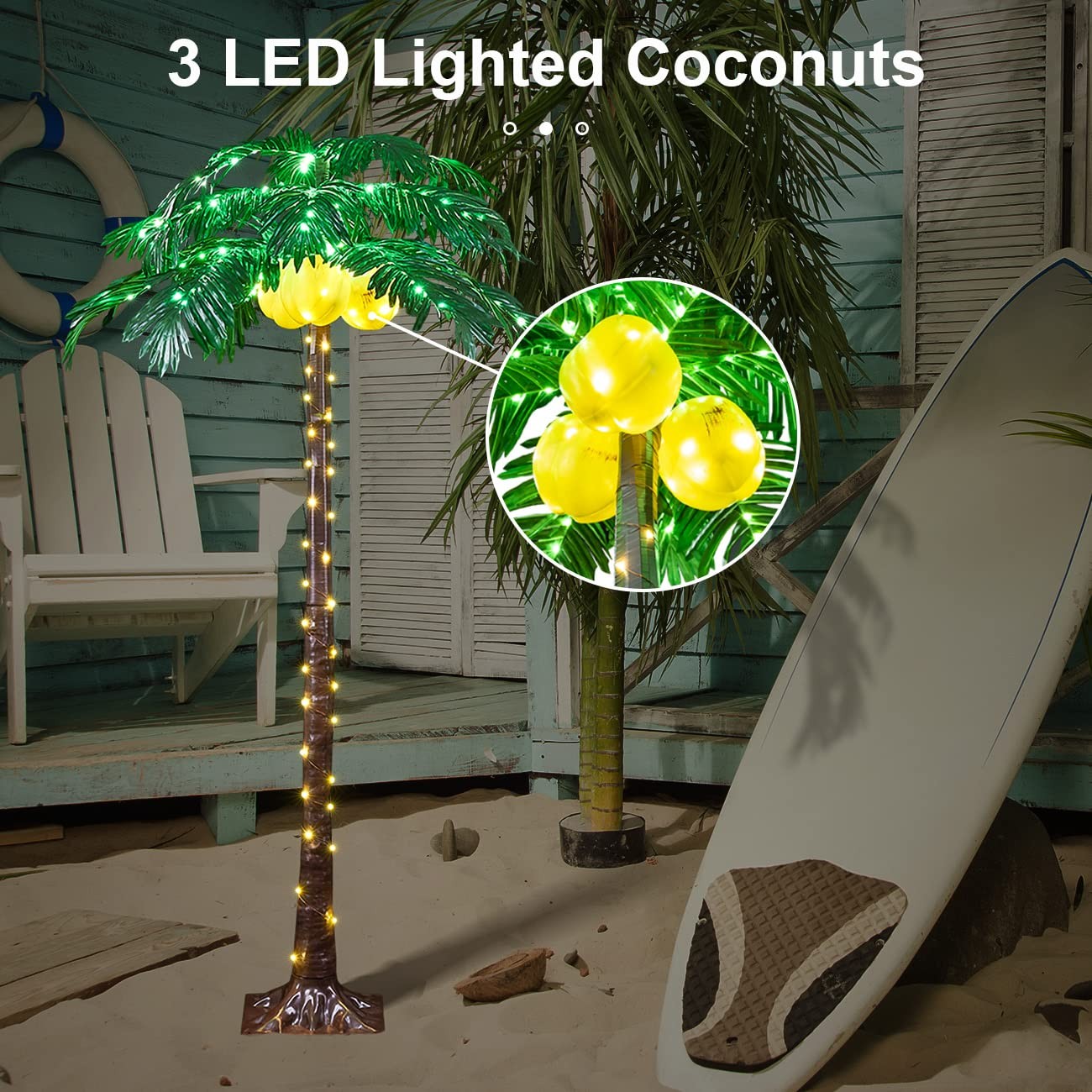 Lighted Palm Tree 5ft 208 Led Artificial Palm Tree Decor With Lighted Coconuts F