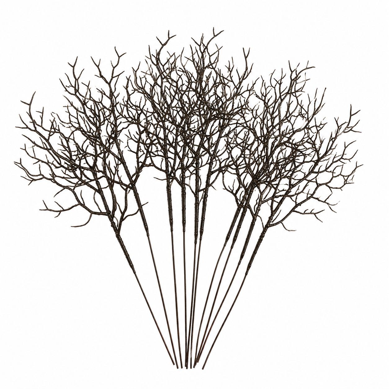 Set of 10 Black Twig Branches Artificial Bare Branch Stems Halloween Decor Gothi