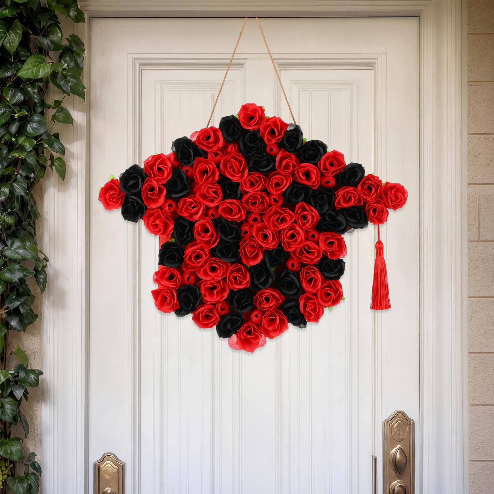 Graduation Wreath for Door Red and Black Graduation Decoration 2026 Floral Wr…