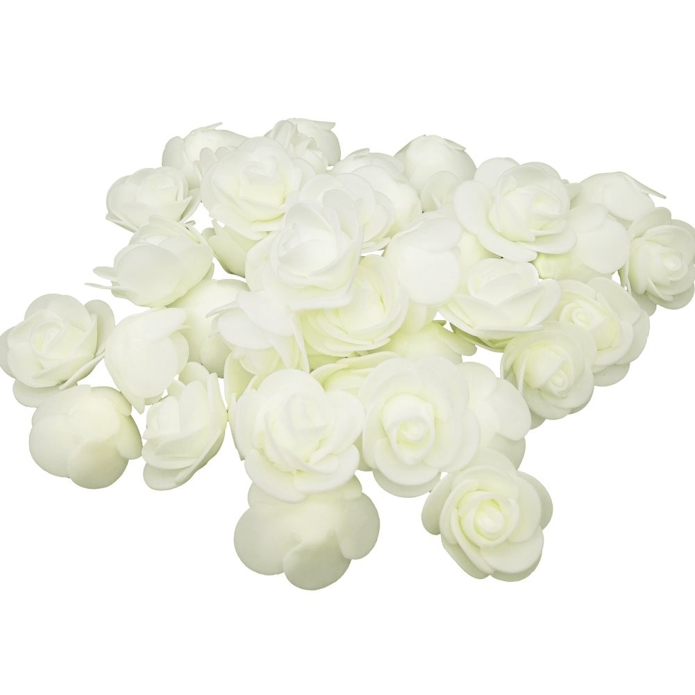 100 PCS 3CM Mini Fake Ivory Roses DIY Wedding Bouquet Centerpiece Party Decor