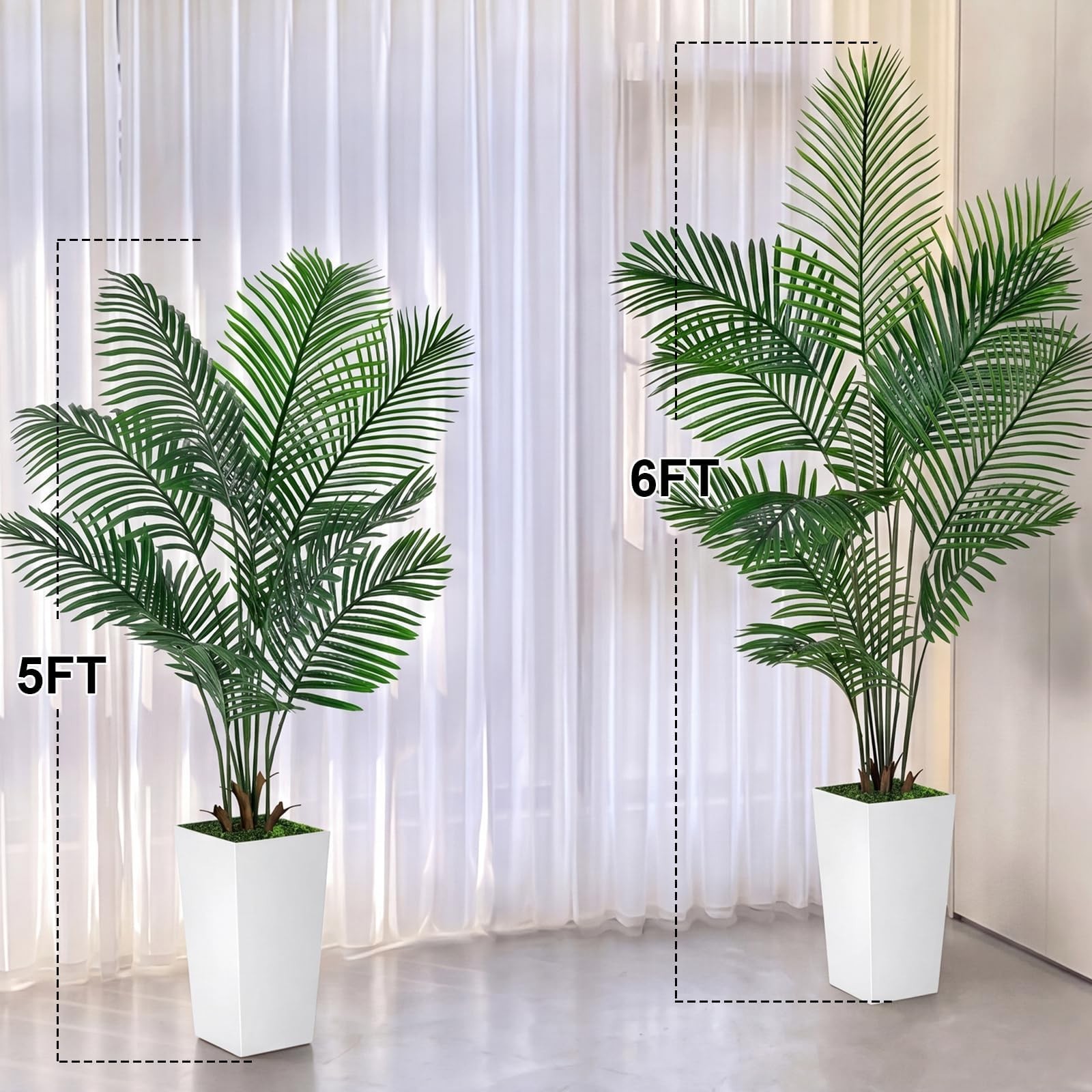 Artificial Palm Tree 6FT Tall, Faux Palm Tree Indoor Outdoor, 72in Fake Tropi…
