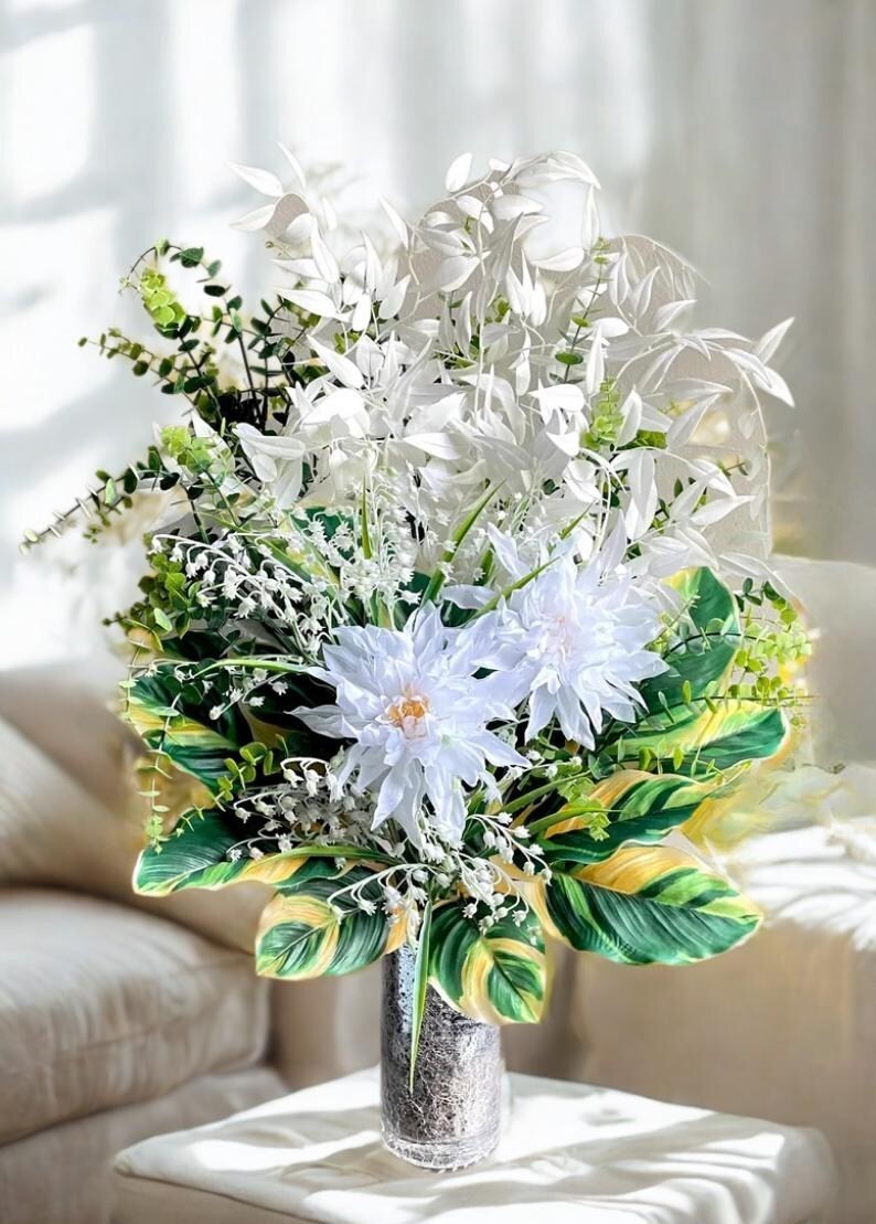 Fancy Tropical White Centerpiece Oasis Living Dining Room Decor Bedroom Accent