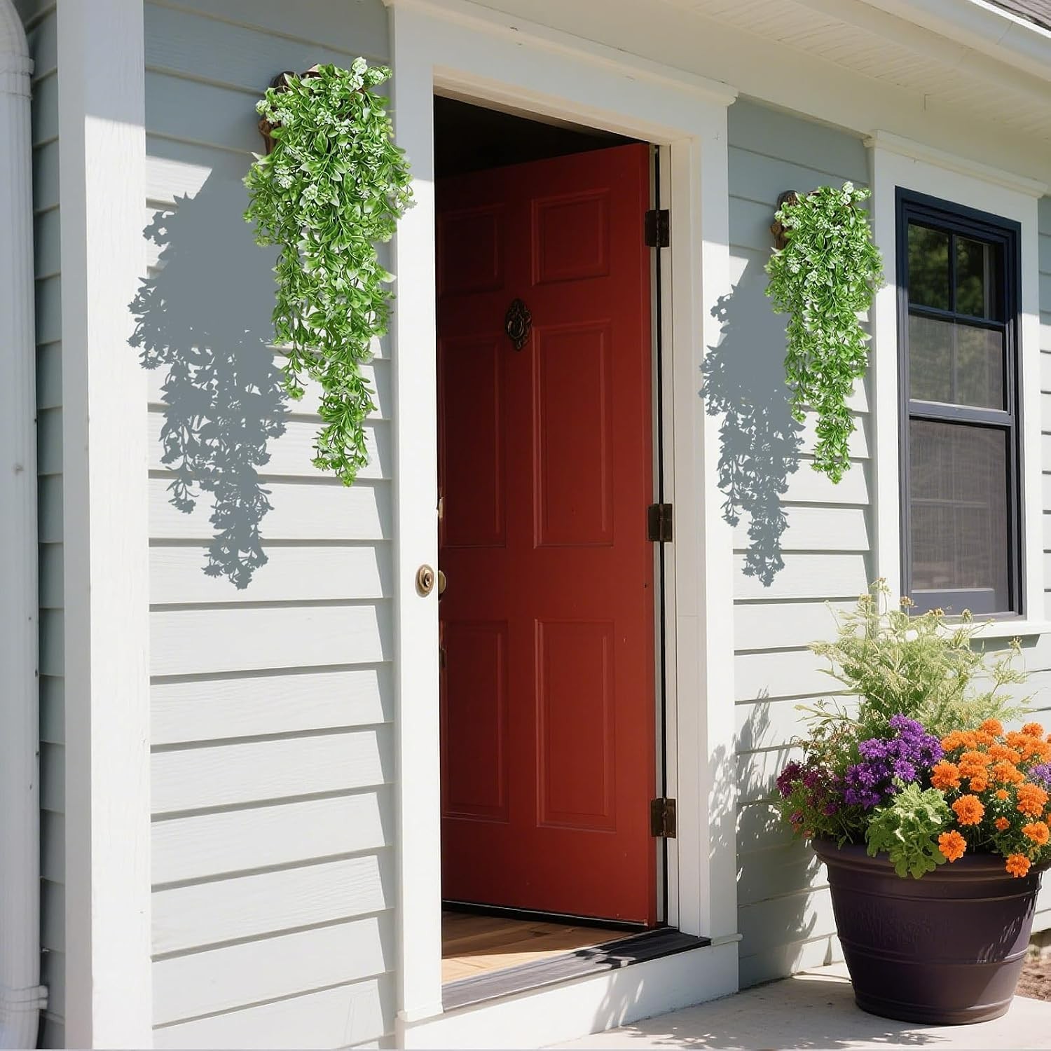 Faux White Hanging Plants – 2-Pack Fake Ivy Vines for Indoor & Outdoor Use