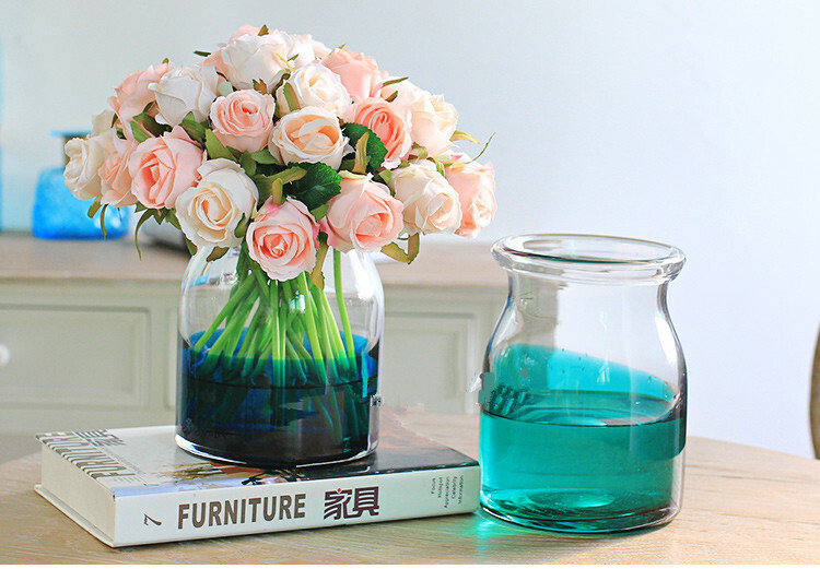 13 Color 12Head Silk Rose Flower Floral Wedding Bridal Bouquet Home Party Decora