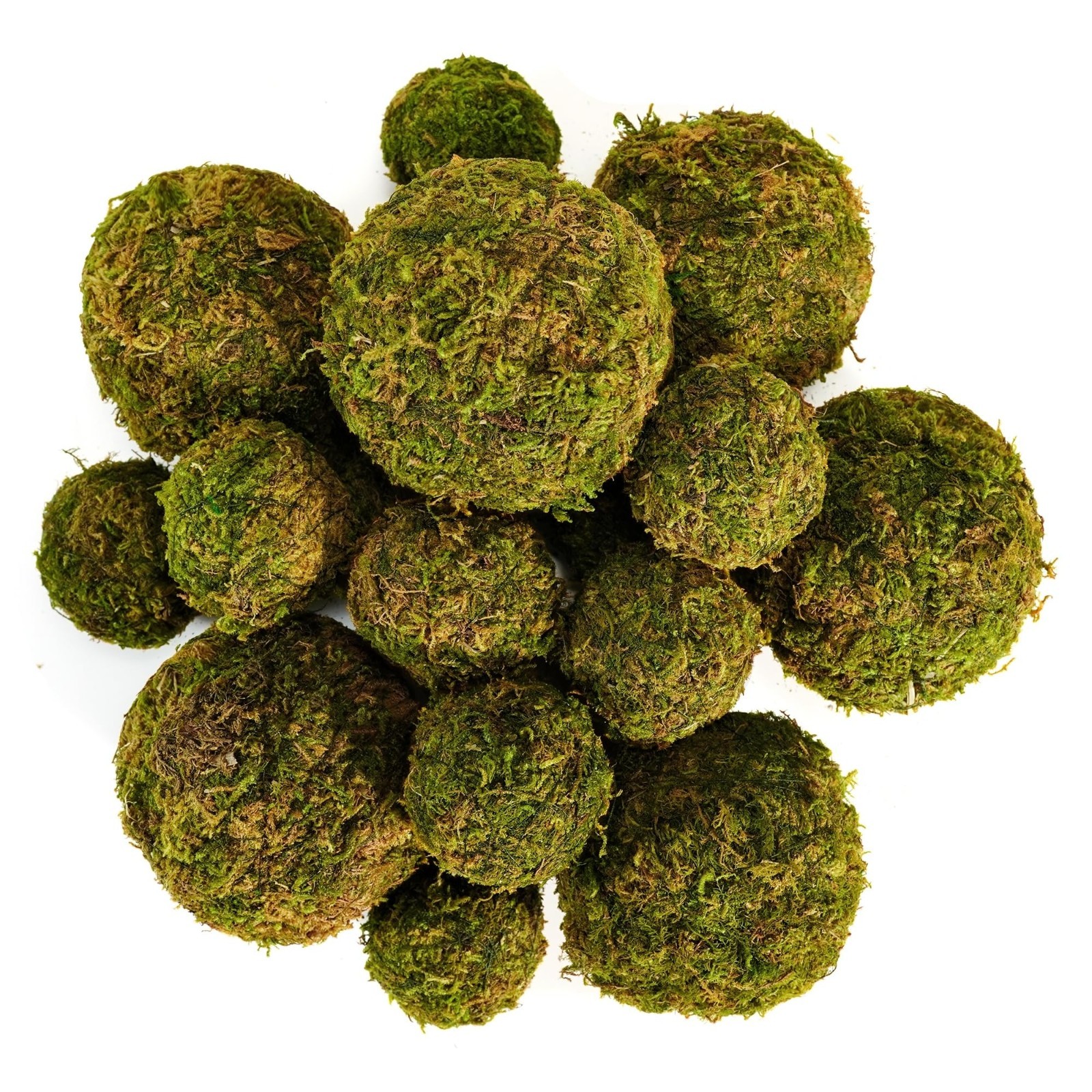 18-Piece Artificial Moss Balls Set – 6 Large & 12 Small Decorative Filler for Ho