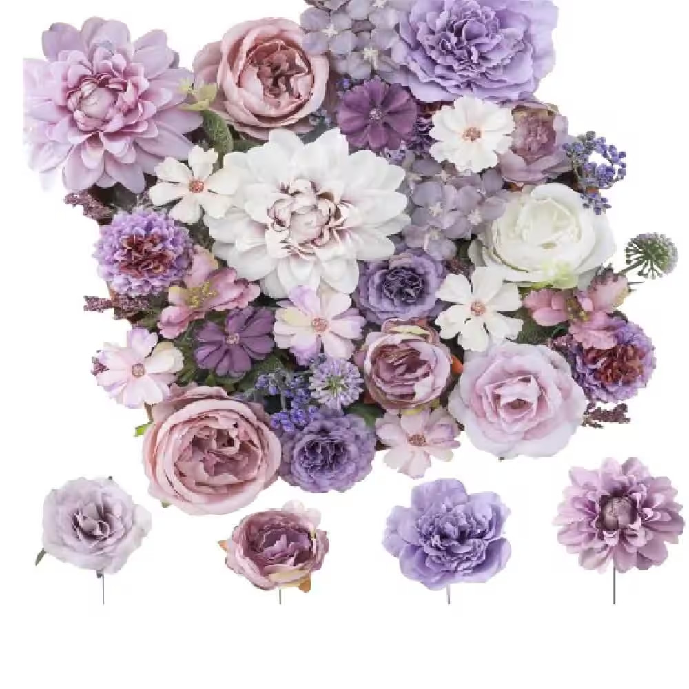 2 In. Purple Indoor/Outdoor Durable Artificial Mixed Flower Combo (18 Pieces)