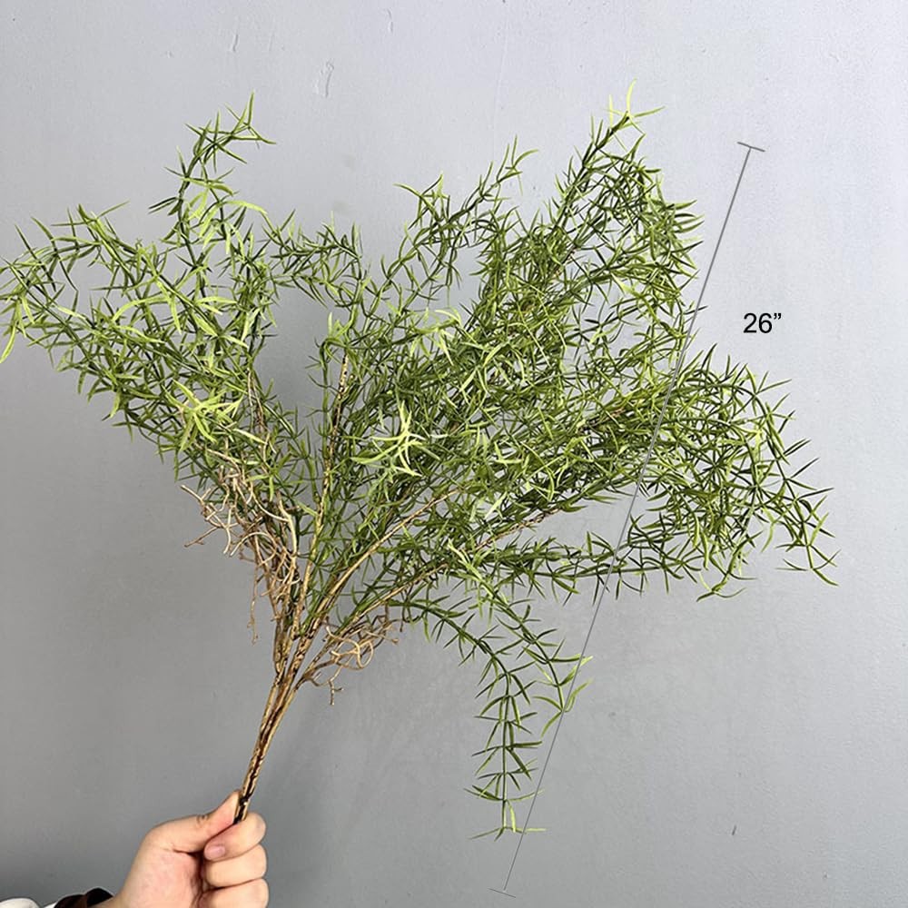 2Pcs Faux Asparagus Fern Bush 26In Large Artificial Radix Asparagi Fern Green…