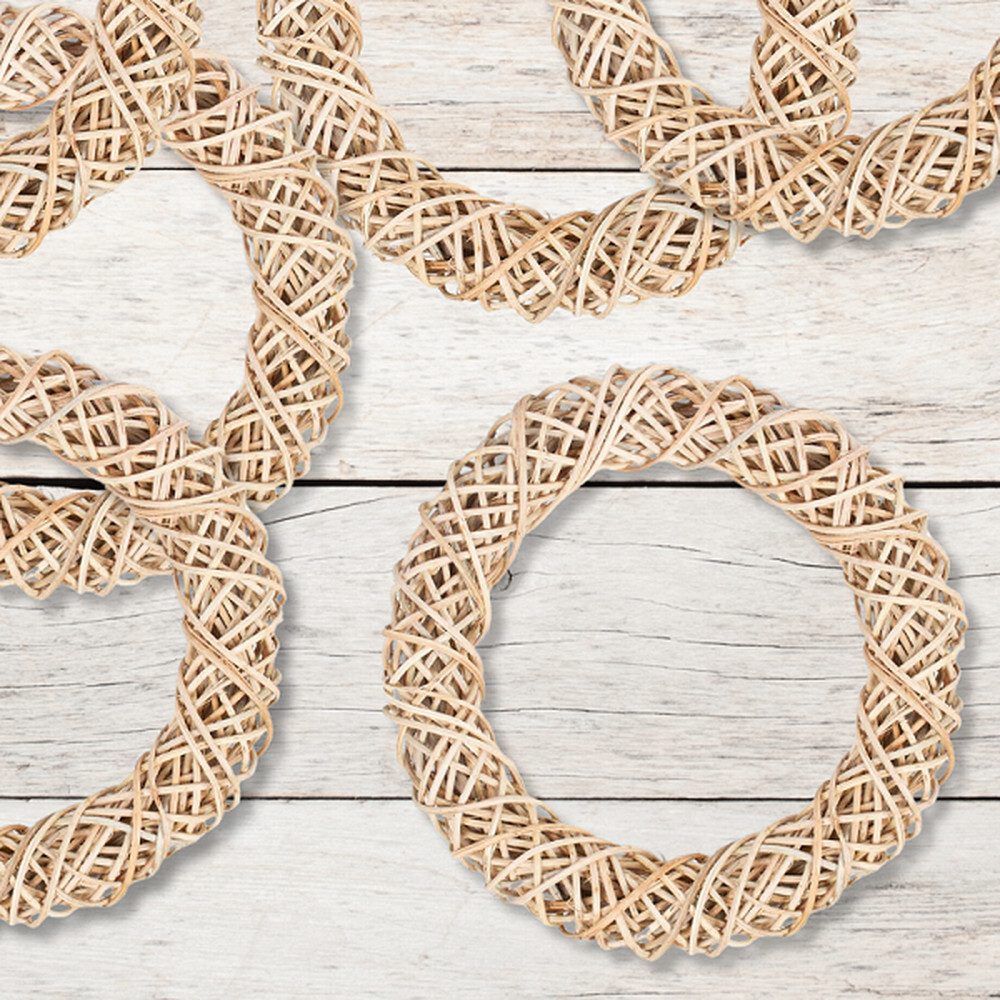Bulk Package of 12 Natural Vine Twig 12″ Hand Woven Wreaths