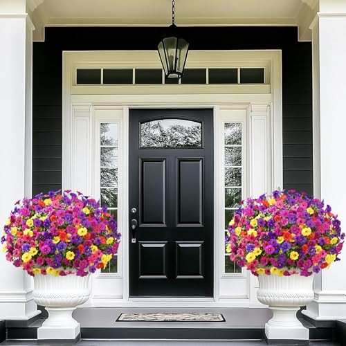 Artificial Flowers for 14 Bundles Purple+fuchsia+deep Purple+red+yellow