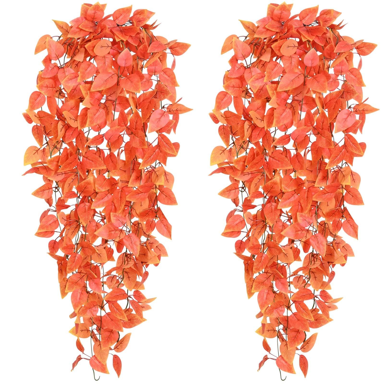 Fake Hanging Plants, 2pcs Artificial Hanging Plant, Faux Orange Vines Hanging…