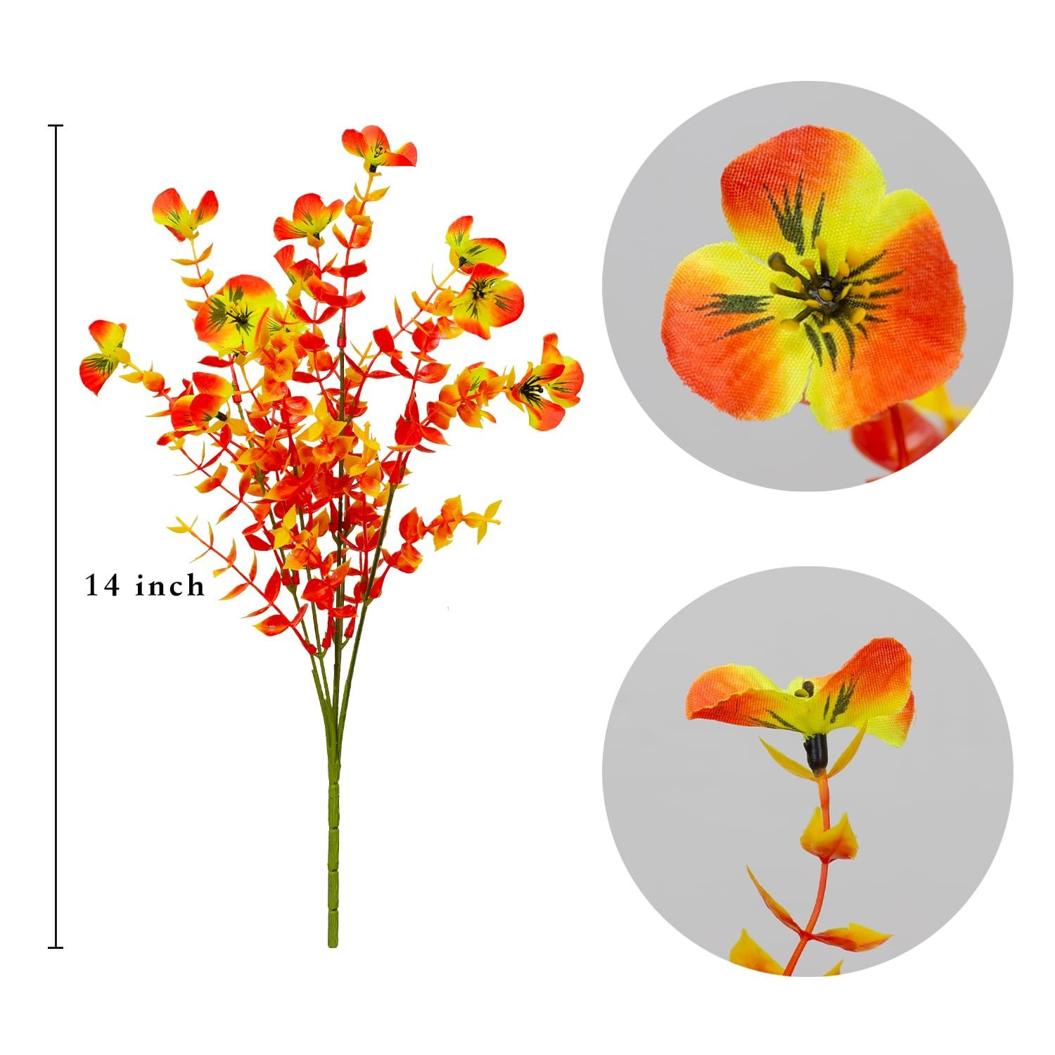 Artificial Flowers Fake Pansy and Eucalyptus Plants 10 Bundles Faux Silk Outd…