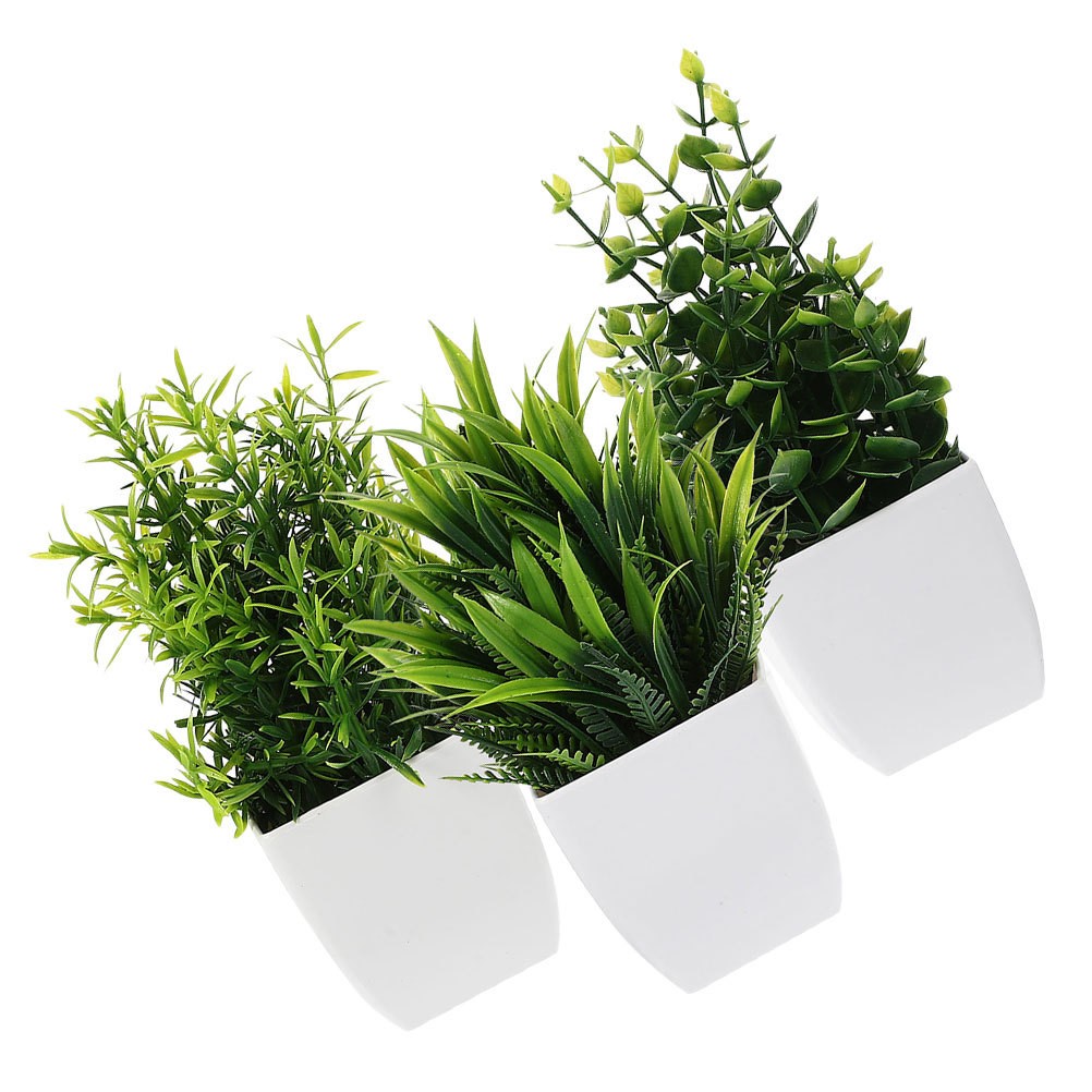 3pcs Small Artificial Plants in Pots for Home and Office Mini Fake Plants for