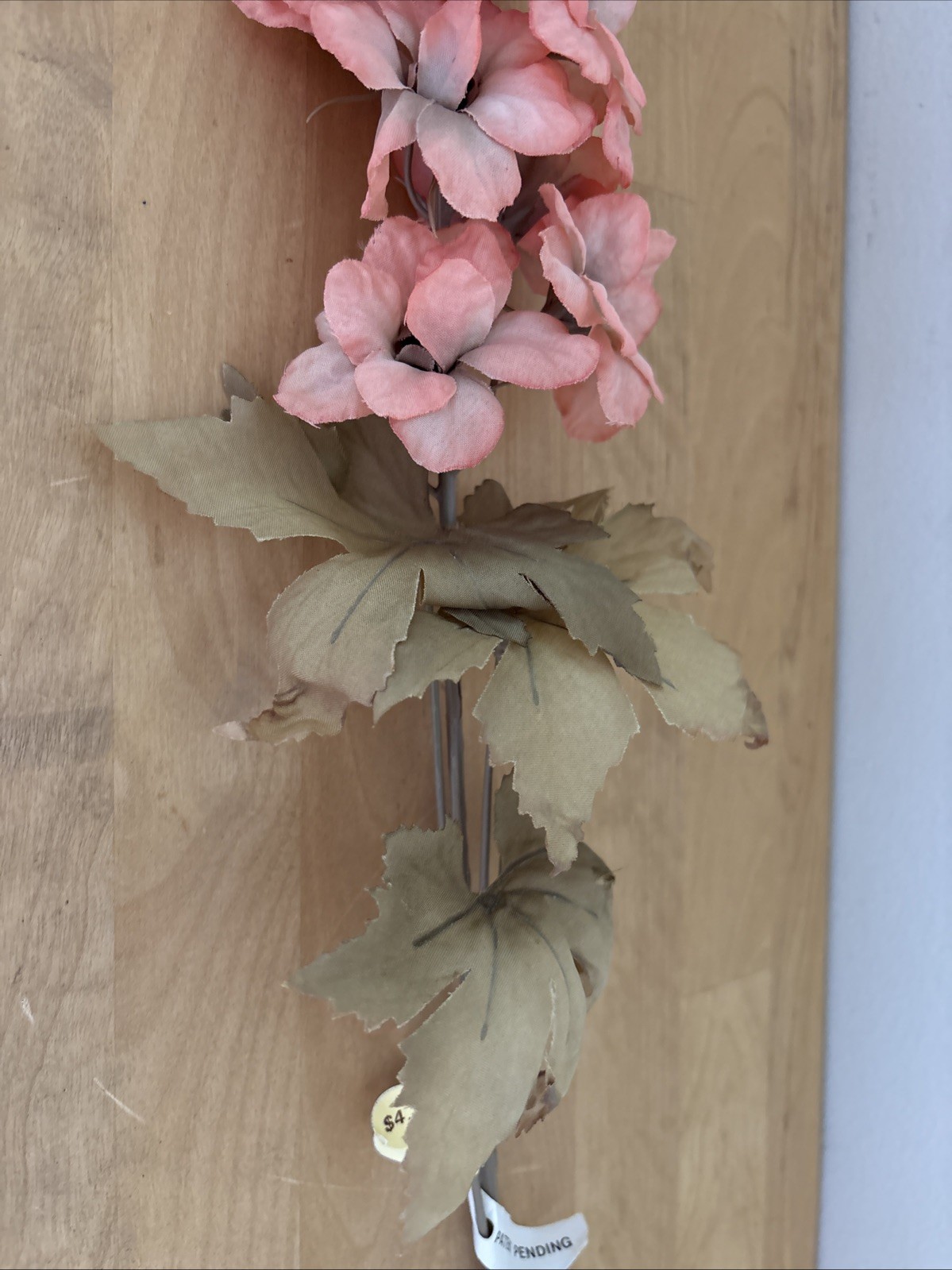 Vintage Plastic 33” Dusty Peach Larkspur Flower Stems Case of 12 New Old Stock