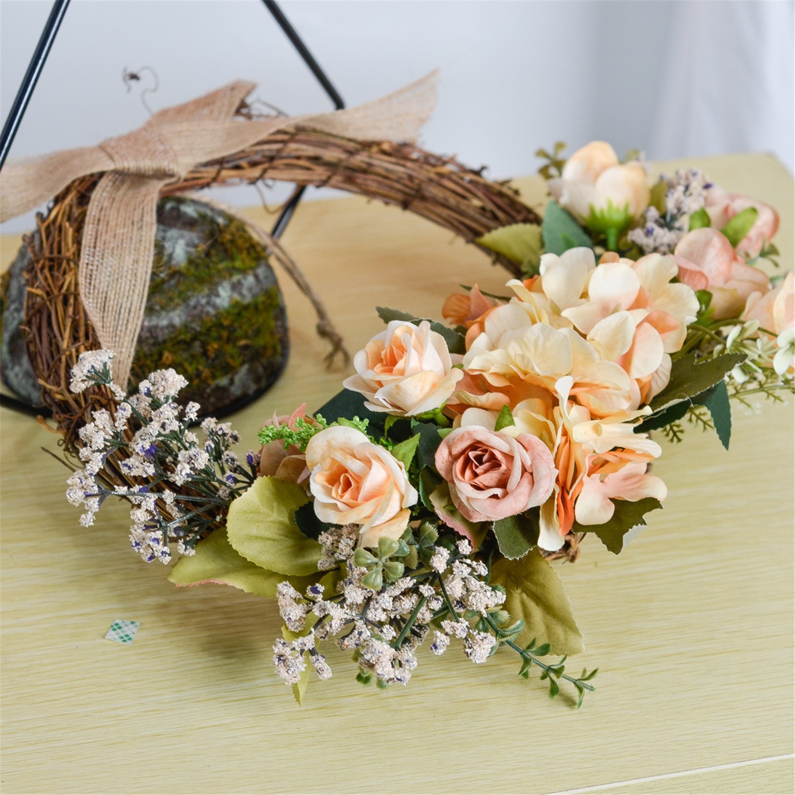 Front Door Garland Rattan Wreath Ornament Decoration Home Hanging Flower Craft