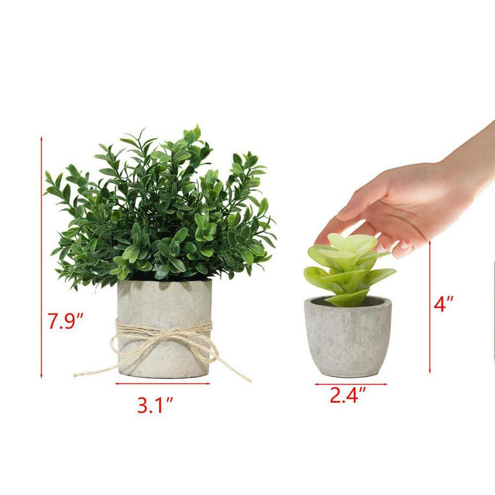 Small Fake Plants in Pulp Pot Ornaments, 4 Pack