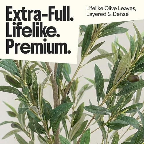 Artificial Olive Tree, Faux Olive Tree Plants, Fake Potted Olive Silk Tree 7ft
