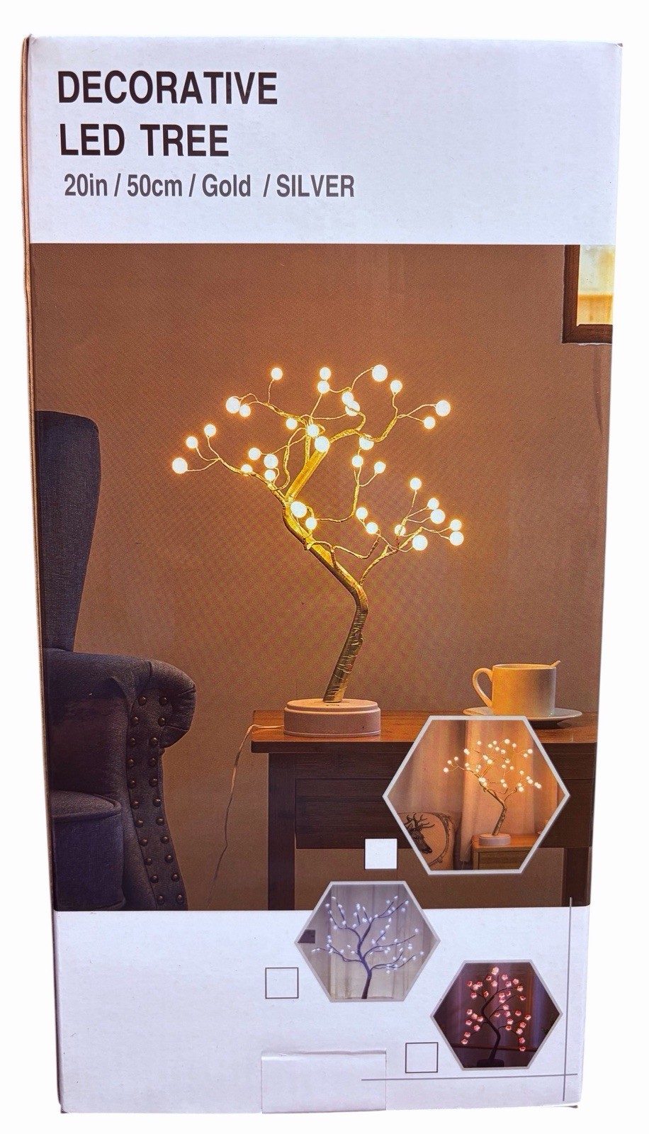20″ Tabletop Bonsai Tree Light 108 LED Fairy Light Warm White USB Or Battery New