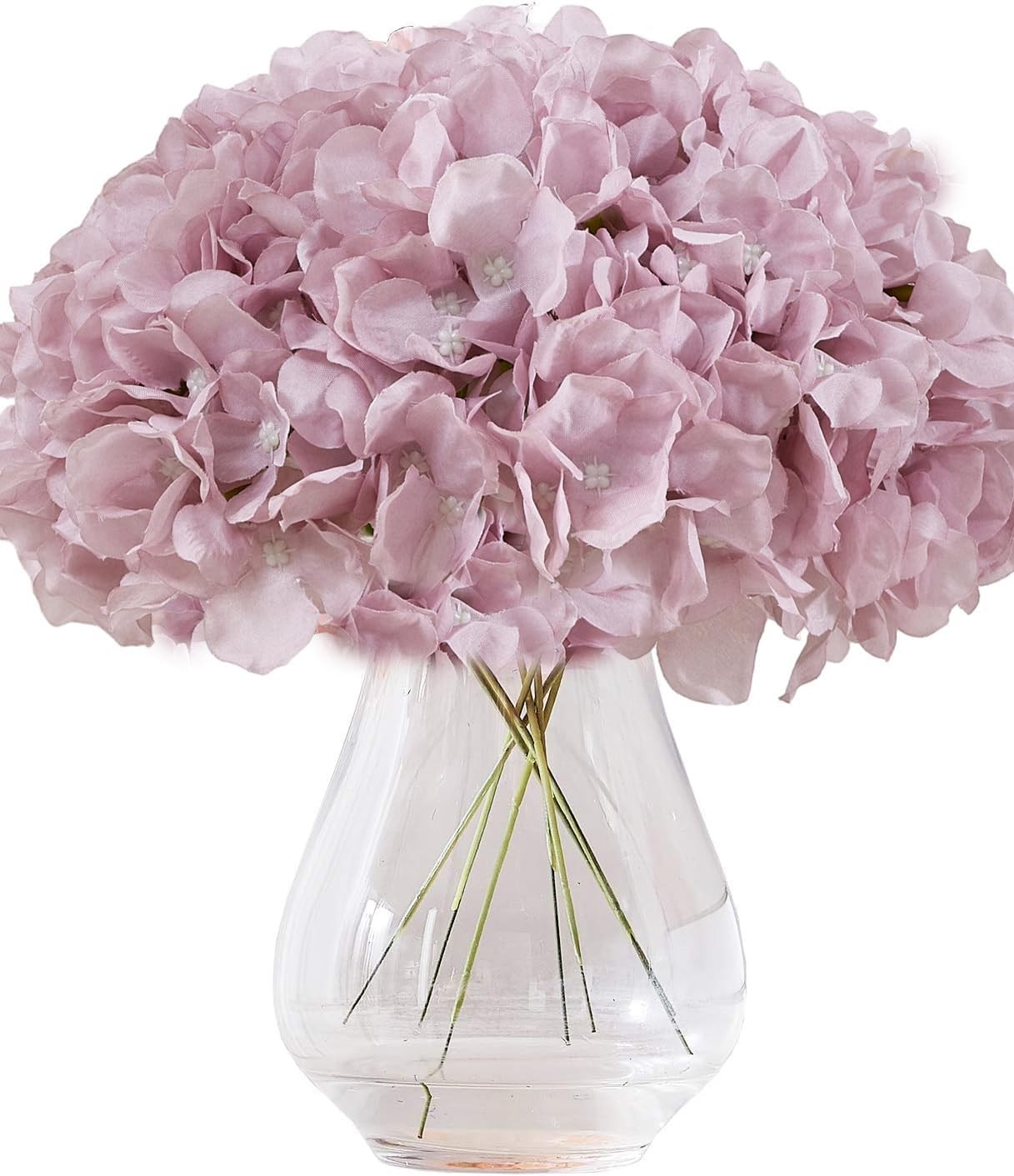 10Pcs Artificial Hydrangea Flowers Blush Heads Fake Hydrangea Silk Flowers