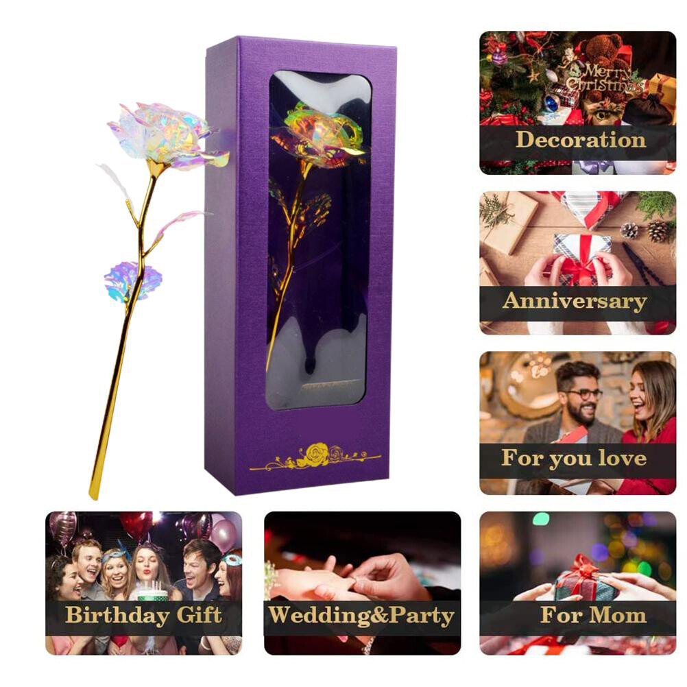 New Gold Foil Roses Purple Window Gift Box Mother’S Day Gift Colored Gold – Gift