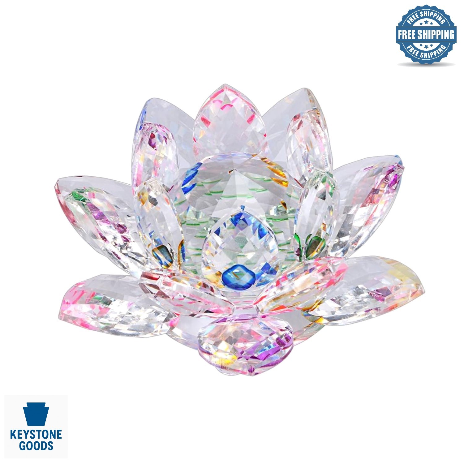 3-Inch Crystal Lotus Flower Decor with Gift Box – Feng Shui & Sun Catcher