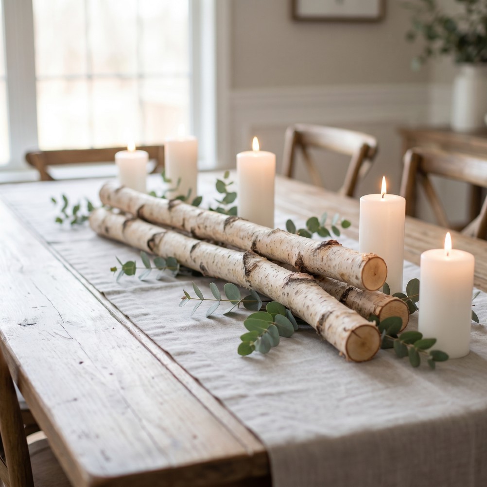 Natural Birch Wood Logs for Fireplace Decorative Rustic Firewood Bundle
