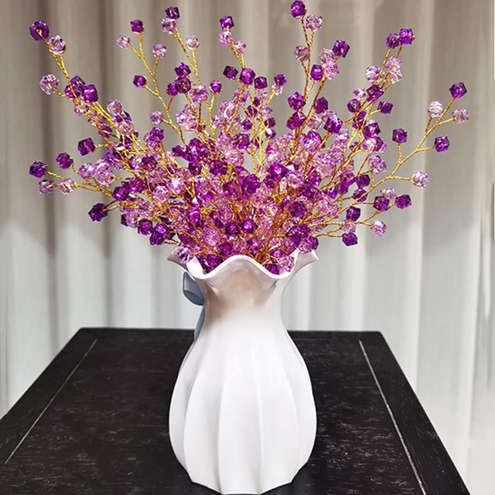 16PCS Crystal Artificial Flowers Bouquets Handmade Acrylic Flower Branches Fa…