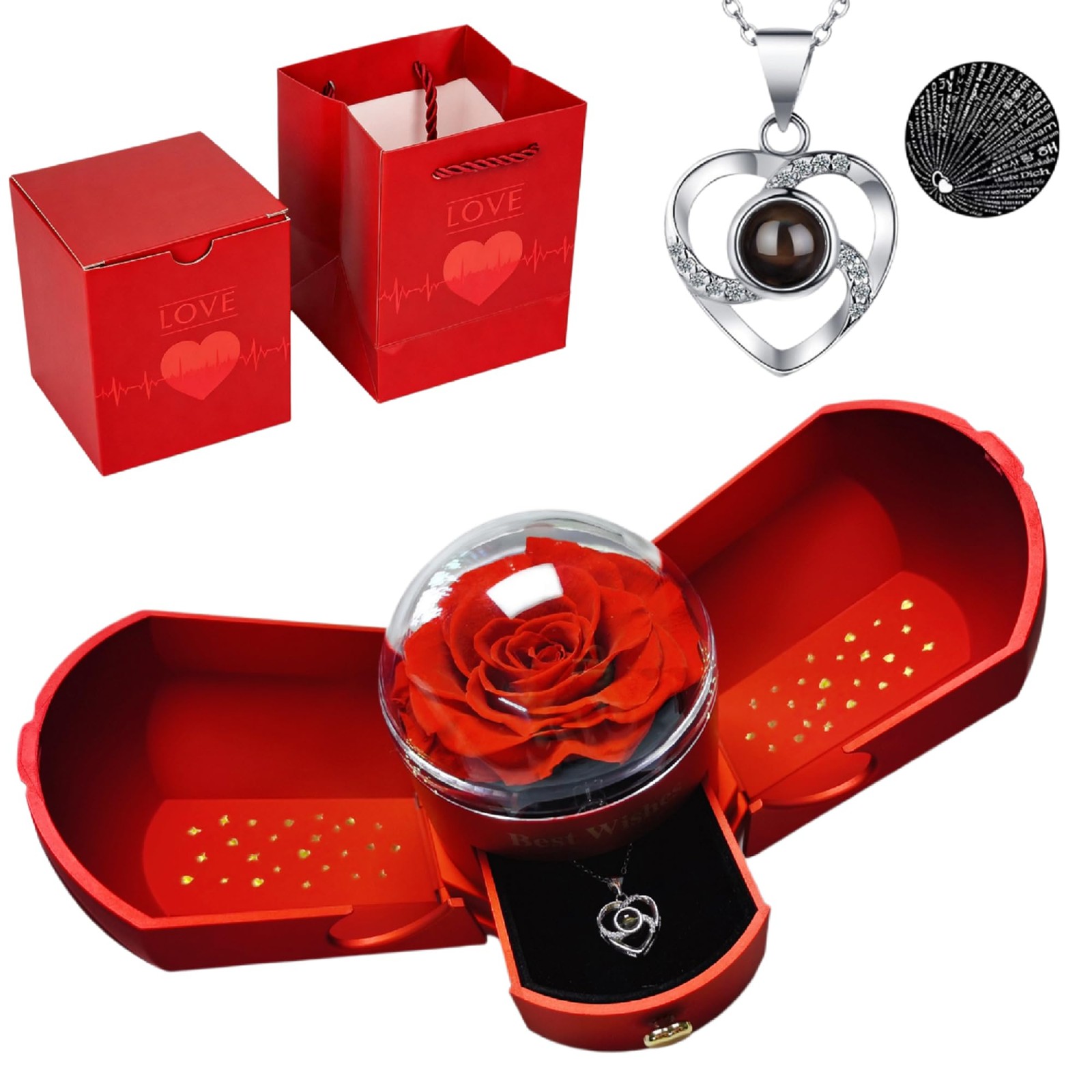 Mothers Day Gifts for Mom，Forever Roses with I Love You Necklace，Gifts for Wi…