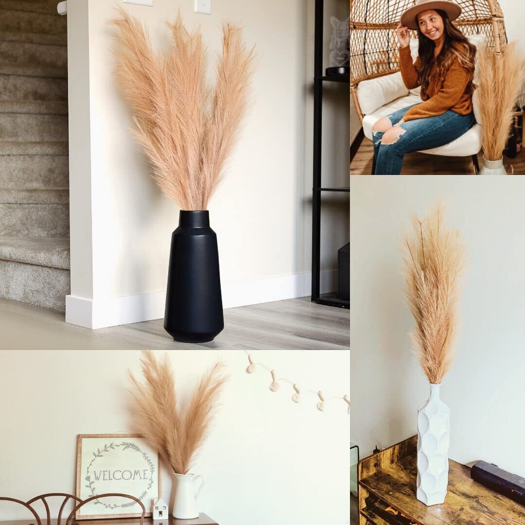 Faux Pampas Grass Decor Tall Set of 3 Stems 42 Inches Boho Large Artificial