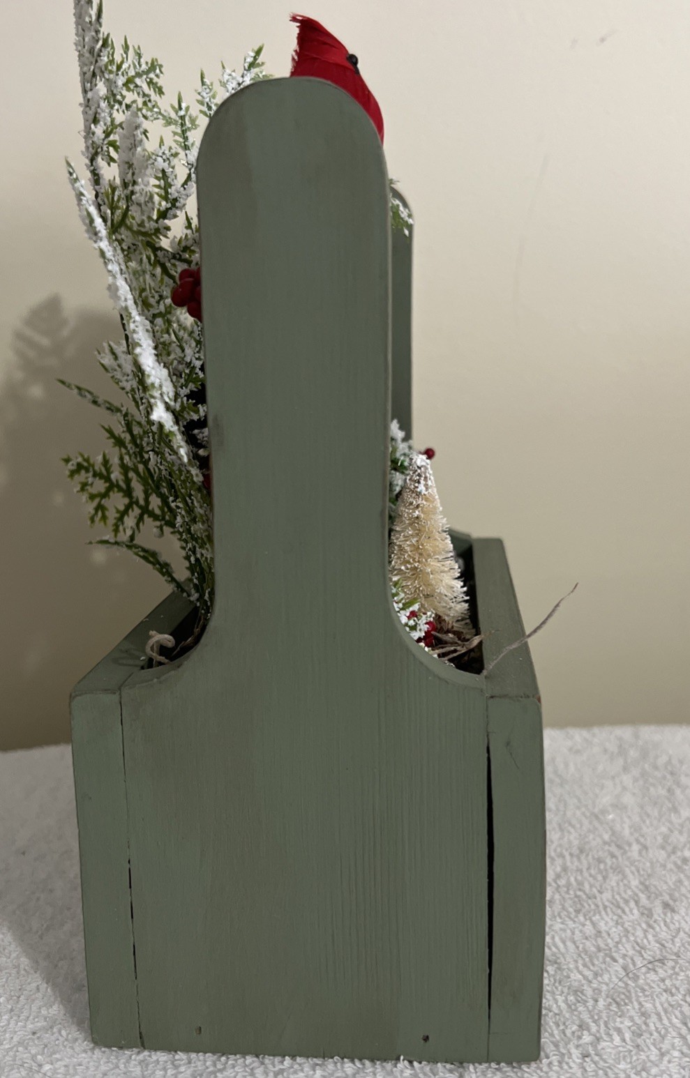 Rustic Centerpiece In Wood Box Cardinal Pinecones Winter Decor