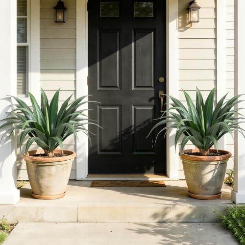 2FT Artificial Spiked Agave Plants Tall,24″Fake Silk UV 24inches Green(2pcs)