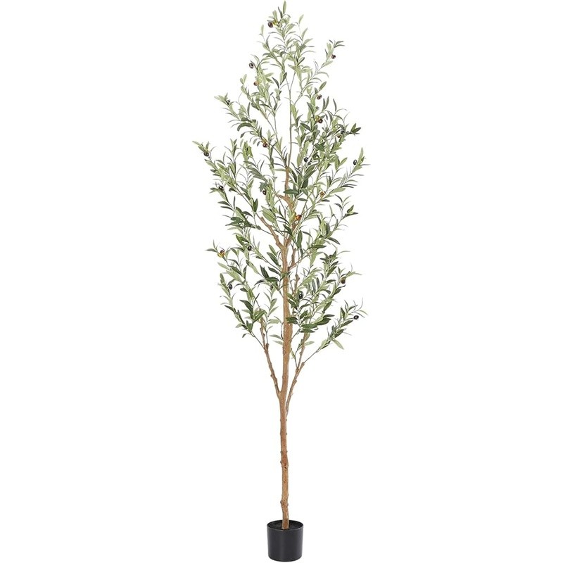 Realistic Faux Olive Tree 9ft Indoor Outdoor Plant Easy Maintenance Modern Decor