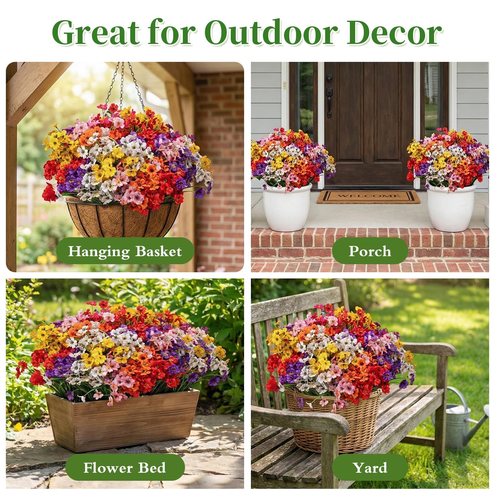 24 Bundles Artificial Flowers for Outdoor Decoration Artificial Plants Plasti…