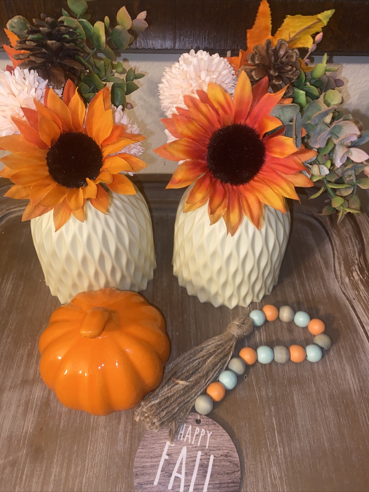 Autumn Fall Décor Flowers Floral Arrangement Gift Set Of 2