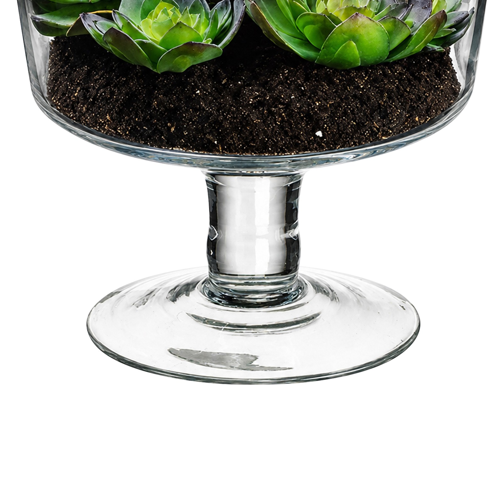 Allstate 6.75IN Artificial Spring Succulent Garden in Clear Glass Vase