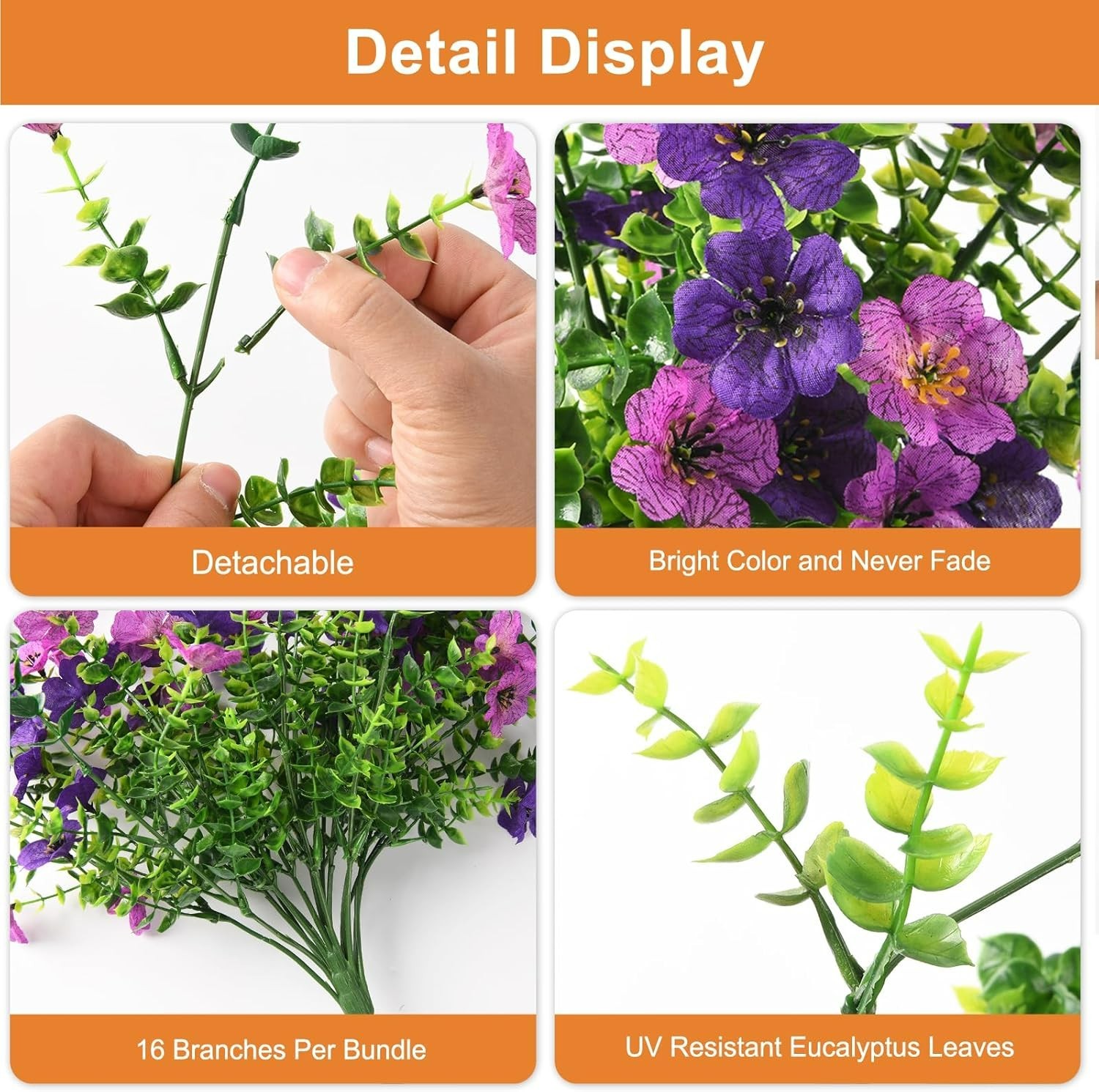 Versatile Faux Hanging Plants for Indoor/Outdoor Use – Set of 2, Double Purple