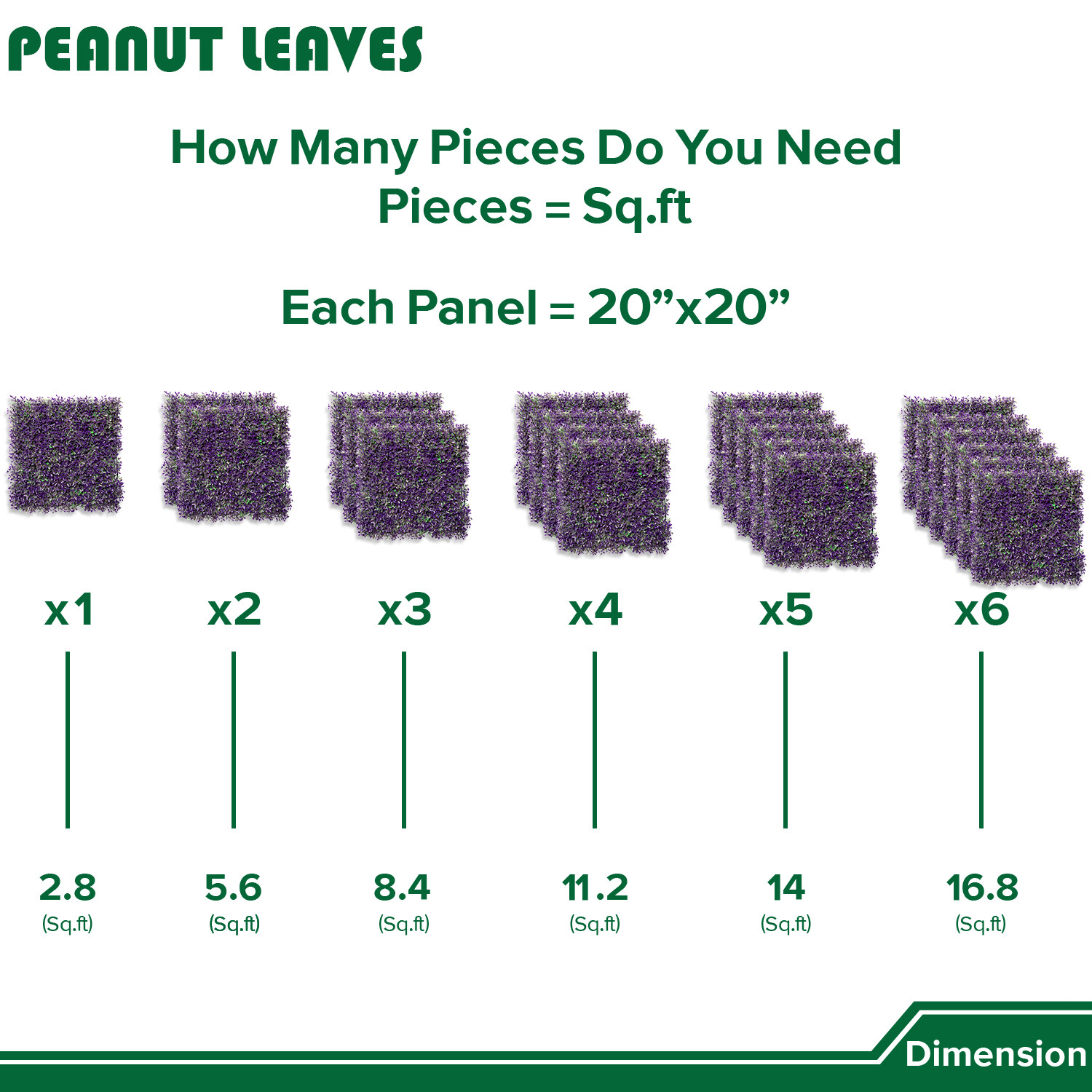 20″ Artificial Faux Purple Peanuts Outward Mats Wall Hedge Decor Panel DIY