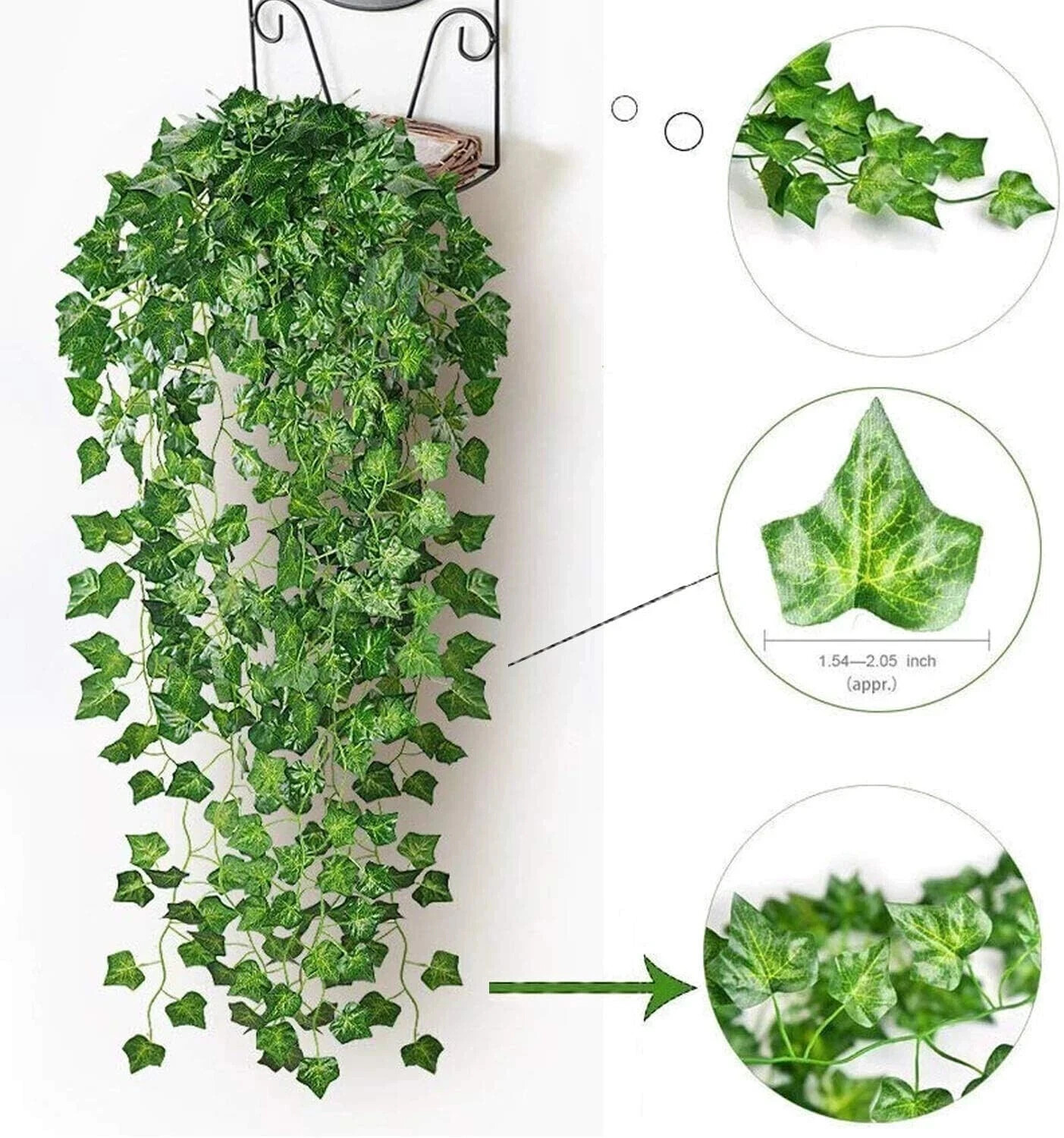 12 Pack Fake Vines for Room Decor Artificial Ivy Garland with Clip Green Flow…