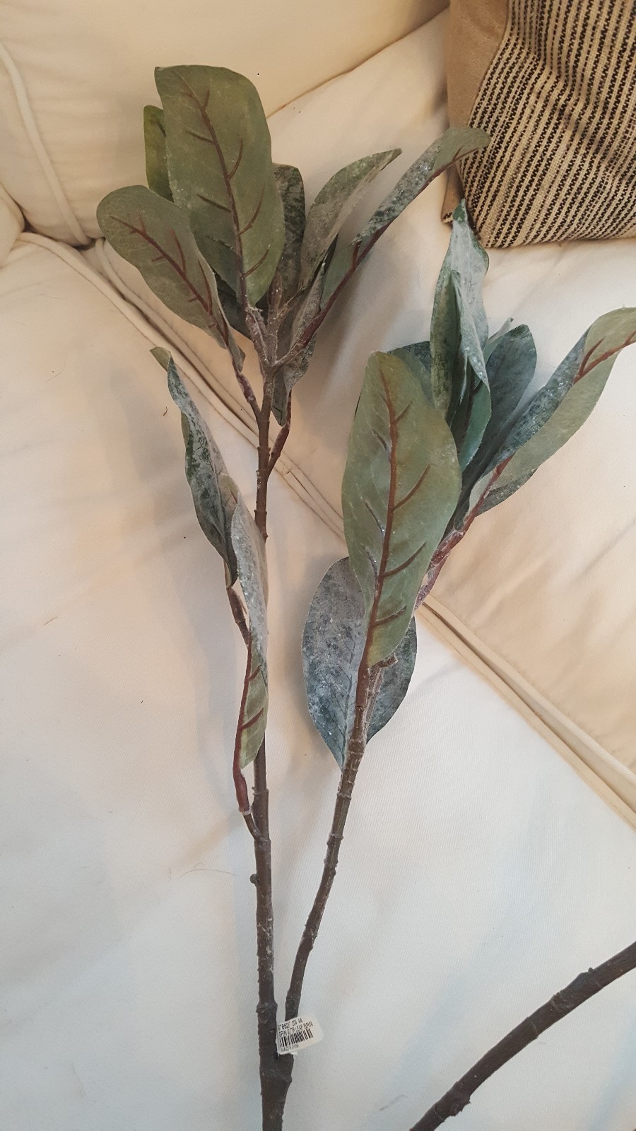 Pottery Barn Frosted Glitter Leaf Branches Lot of 3 Winter