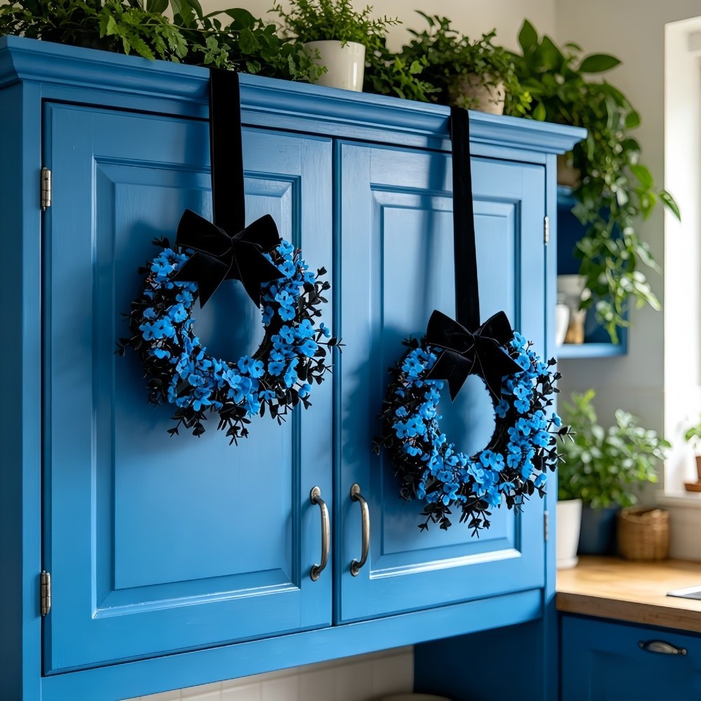Halloween Wreath Festive Wall Hanging Sturdy Plastic Material Lightweight Design