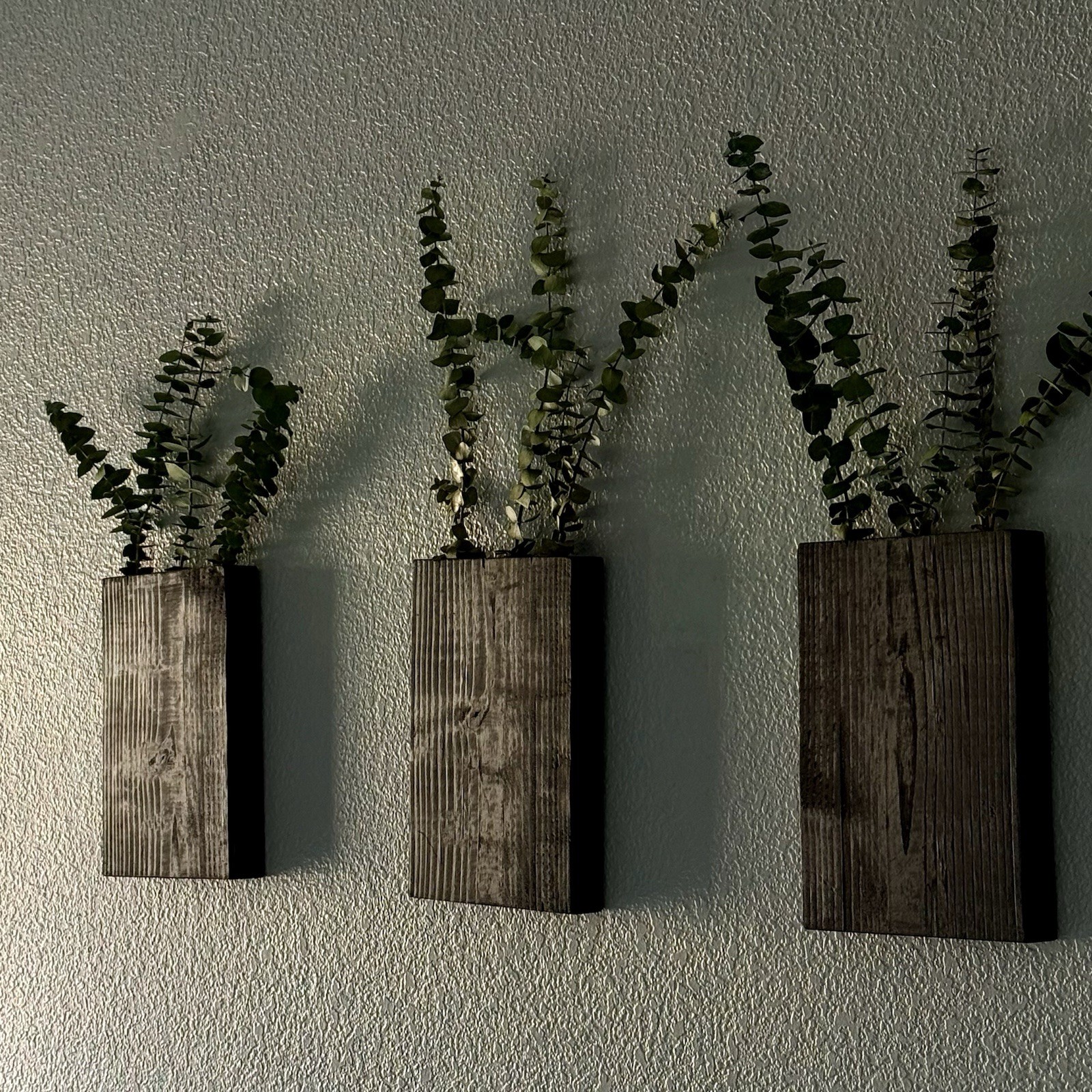 Wood Wall Planters With Artificial Eucalyptus Modern Farmhouse Wall Decor For Li