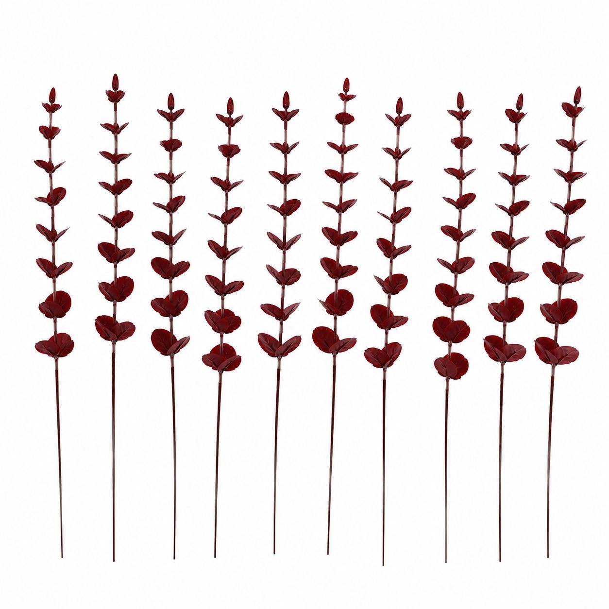 Burgundy Eucalyptus Stems Set of 10 Faux Eucalyptus Branches Dark Red Greenery F