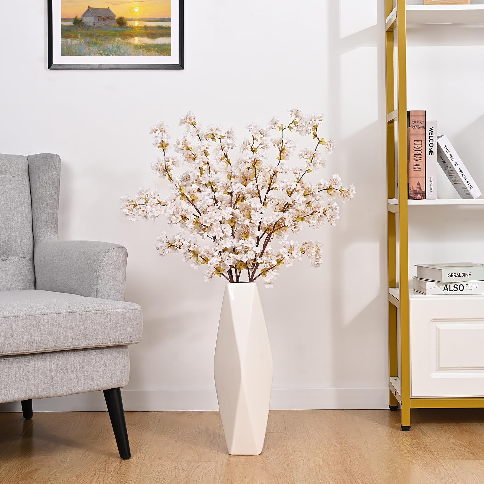 Sunm boutique Silk Cherry Blossom Branches, Artificial Cherry Blossom Tree Stems