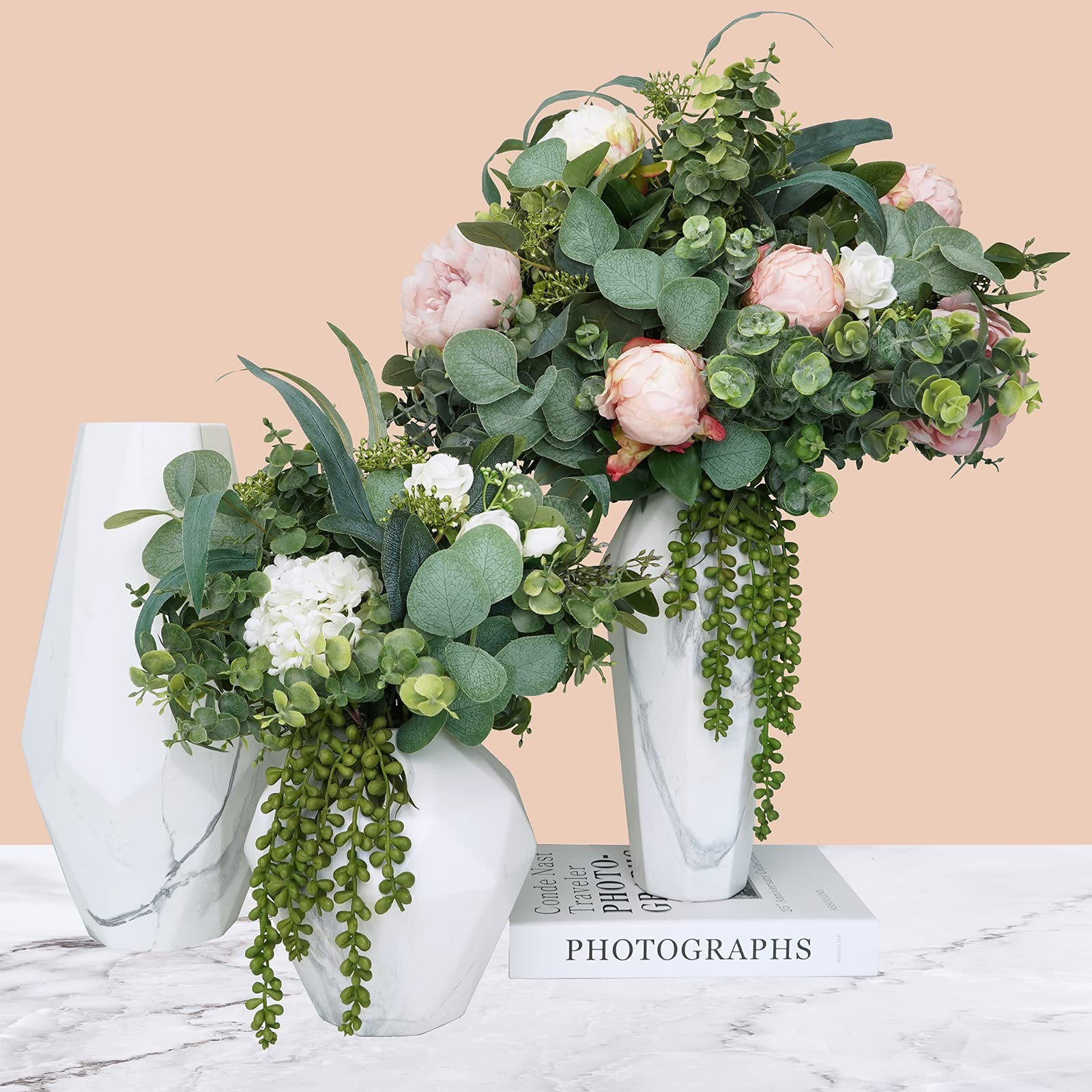 Bulk Artificial Silver Dollar Eucalyptus Leaves Picks Stems and Faux Branches…