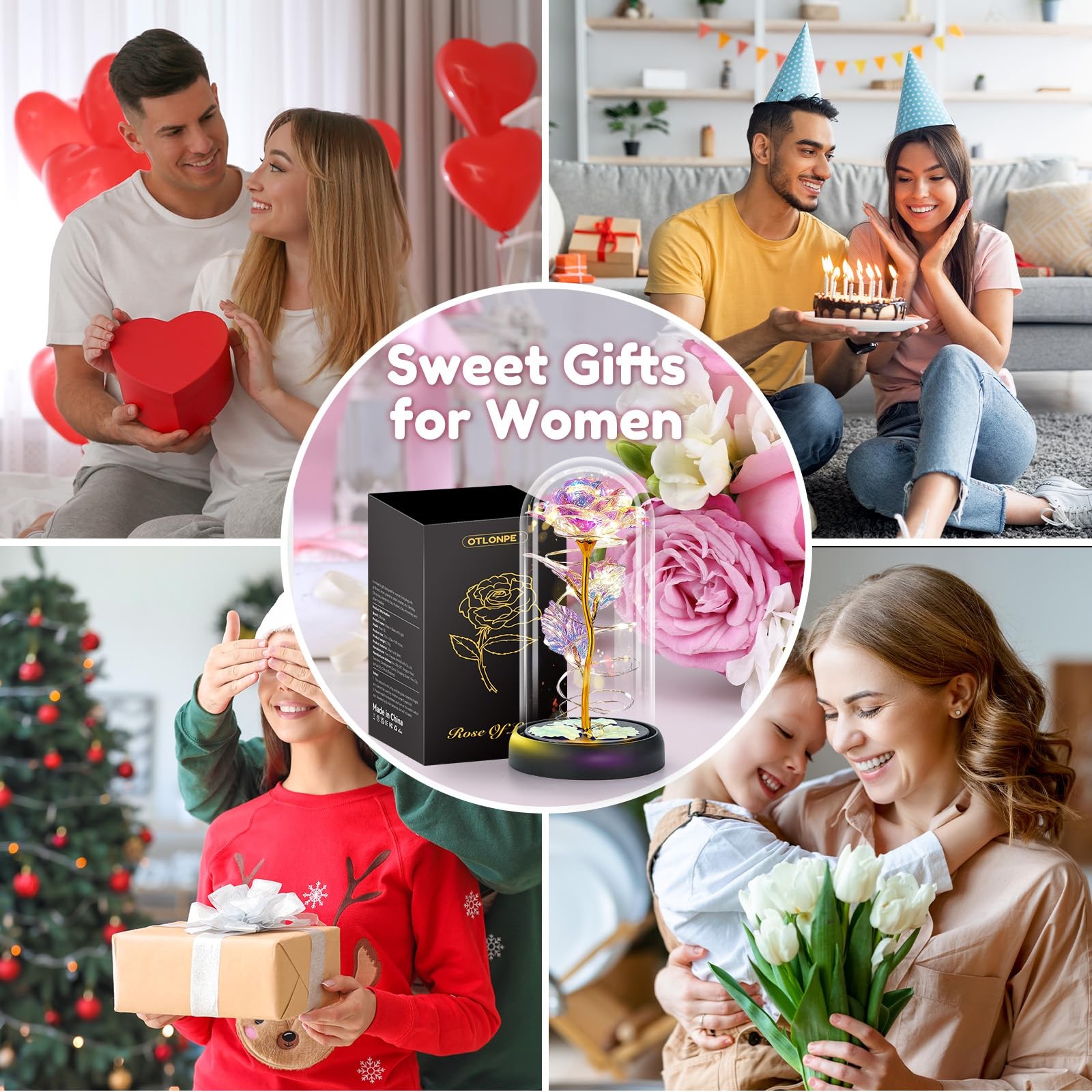 Flor De Rosa en Cúpula De Cristal Regalos De Mujer Para Día De San Valentín 2026