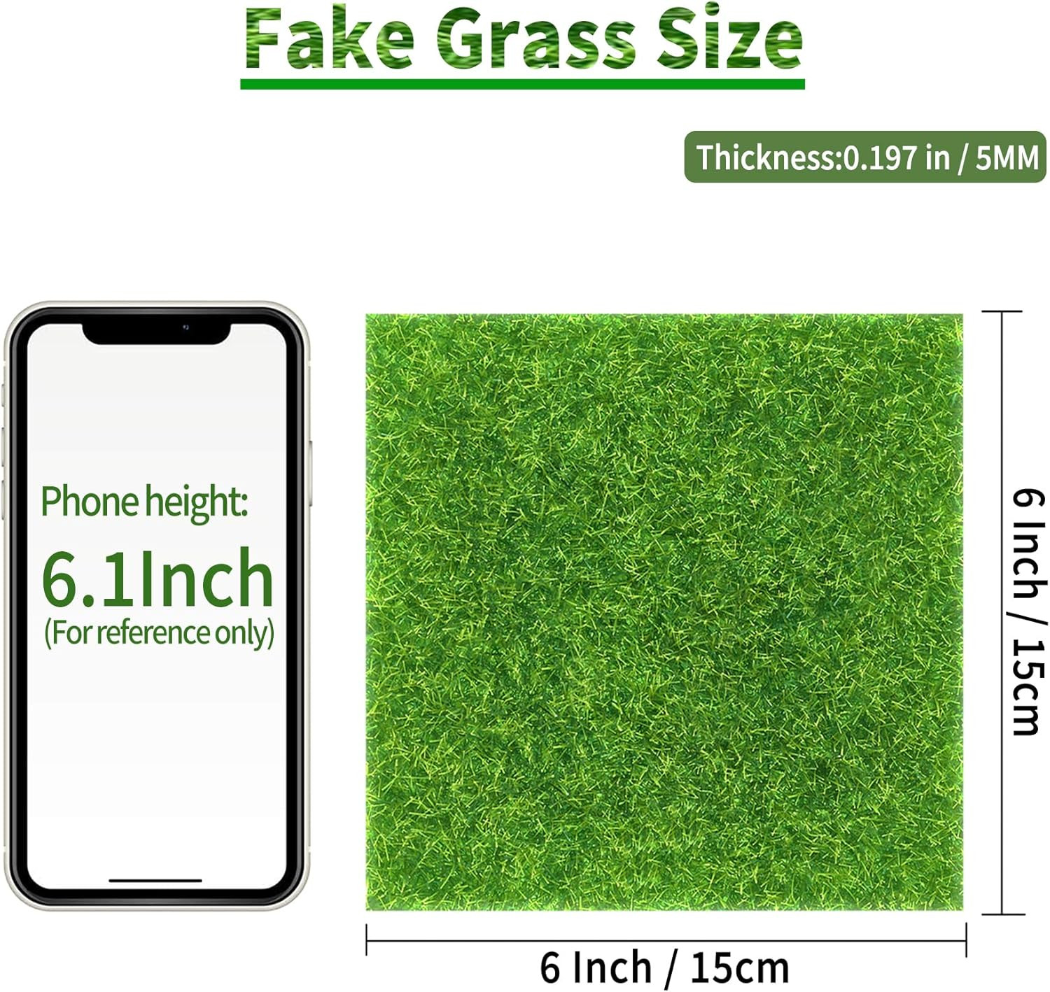 2 Pieces of 6X6 Inches Fake Grass for Crafts – Artificial Grass – DIY Mini Garde
