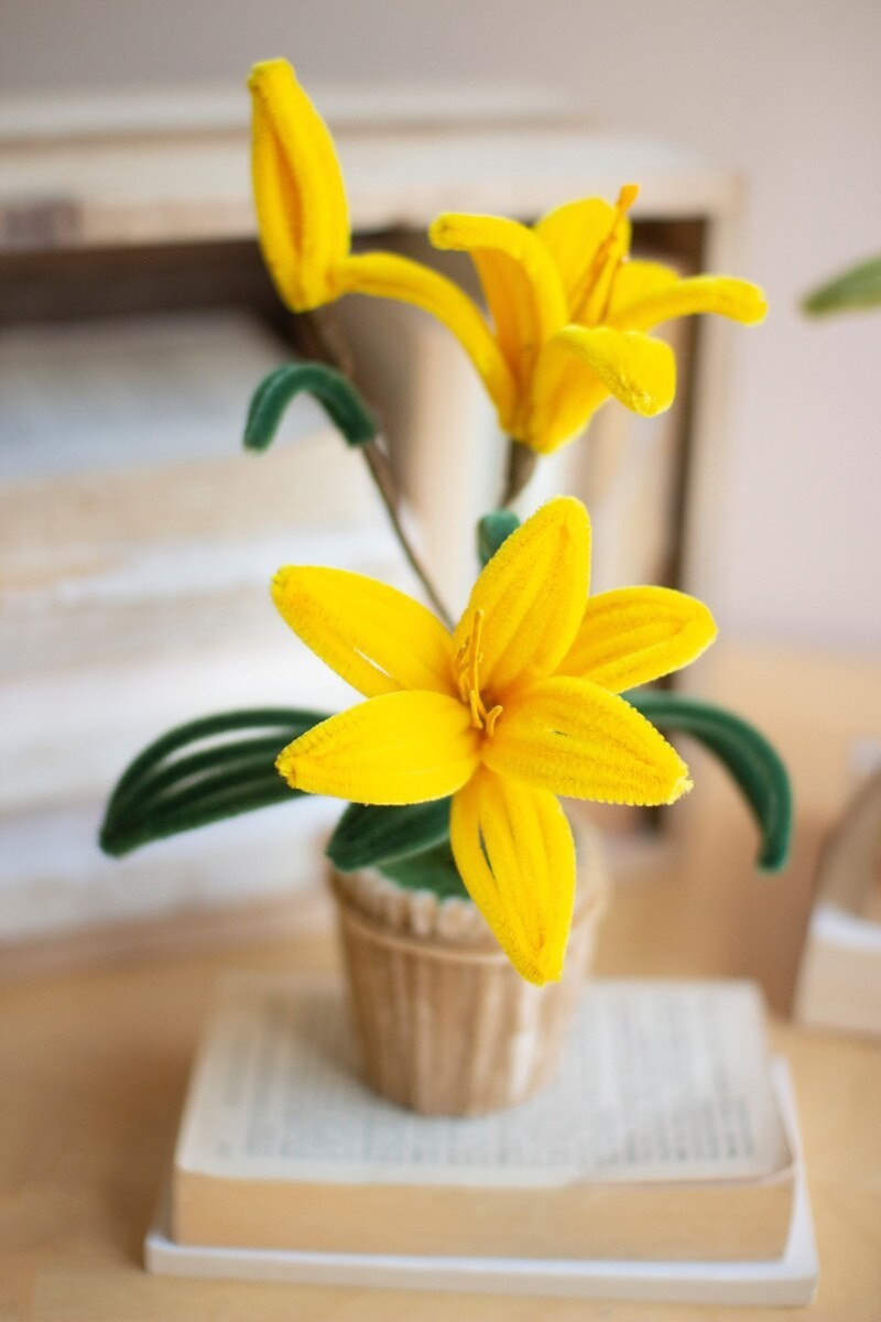 Set Of 4 Pipe Cleaner Potted Flowers Brings Colorful Charm To Any Space or Room
